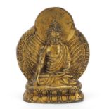 Chino Tibetan gilt bronze figure of Buddha, 6.5cm high