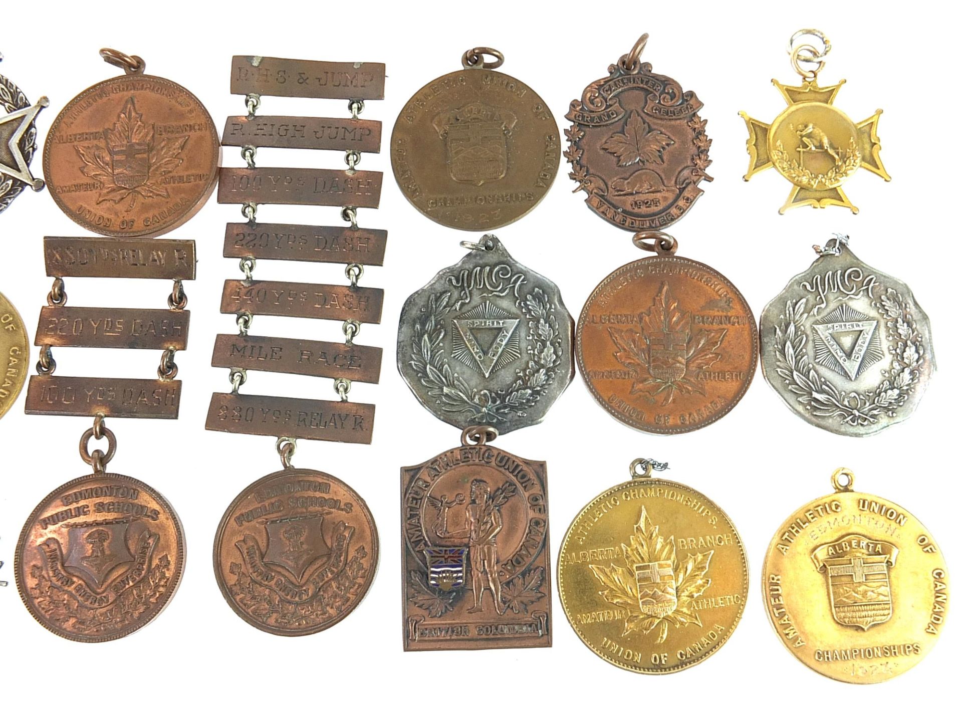 Predominantly athletic jewels and medallions, some silver including standing high jump awarded to - Image 3 of 4