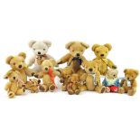 Twelve vintage and later teddy bears including Merrythought, the largest 48cm high