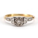 18ct gold and platinum diamond solitaire ring, size K, 2.3g