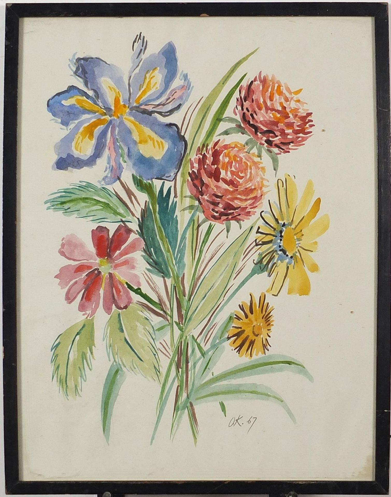 Still life flowers, Russian school watercolour and pencil on paper, framed and glazed, 43cm x 31.5cm - Image 2 of 4