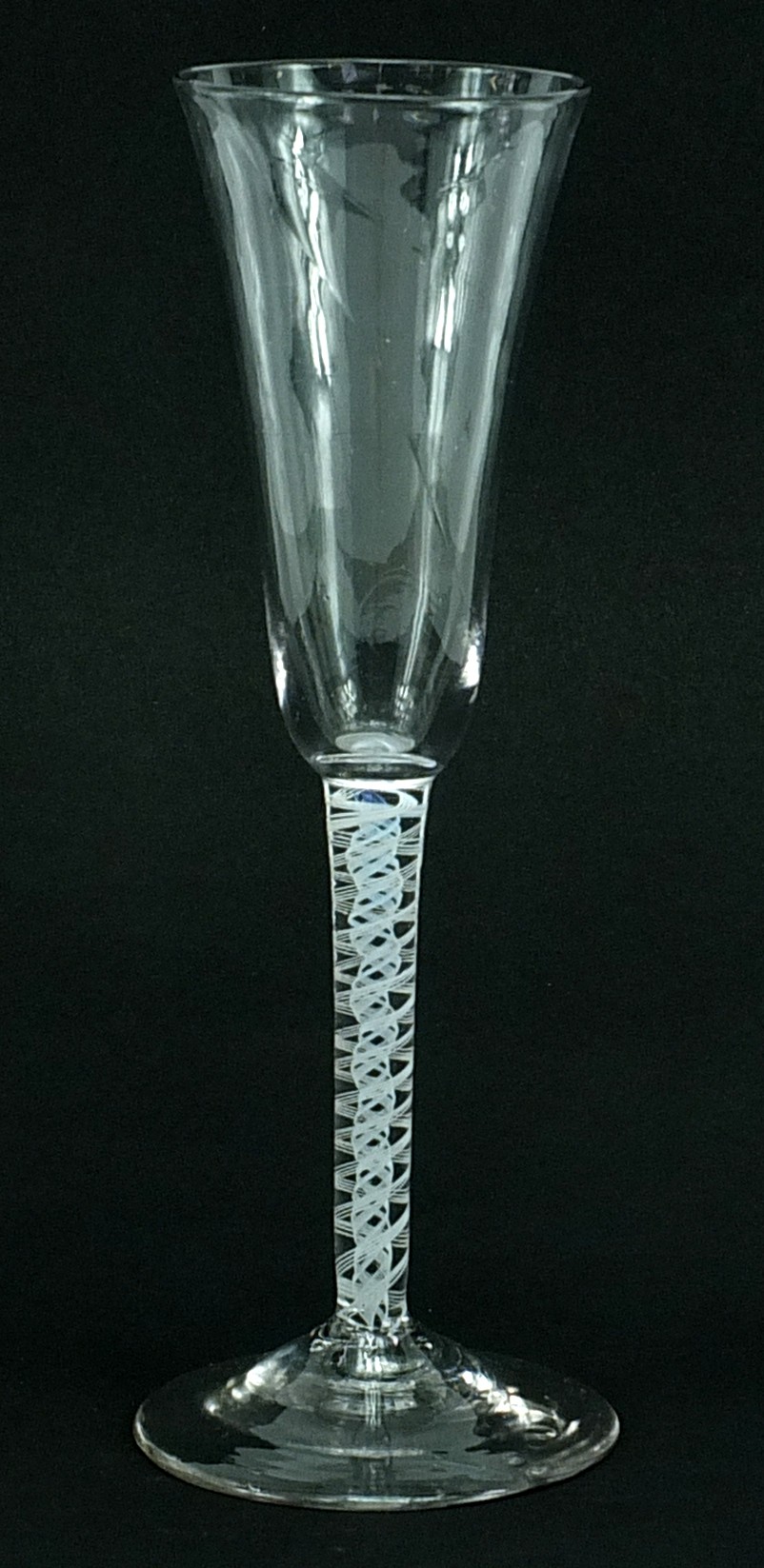 18th century wine glass with multiple opaque twist stem, 19cm high