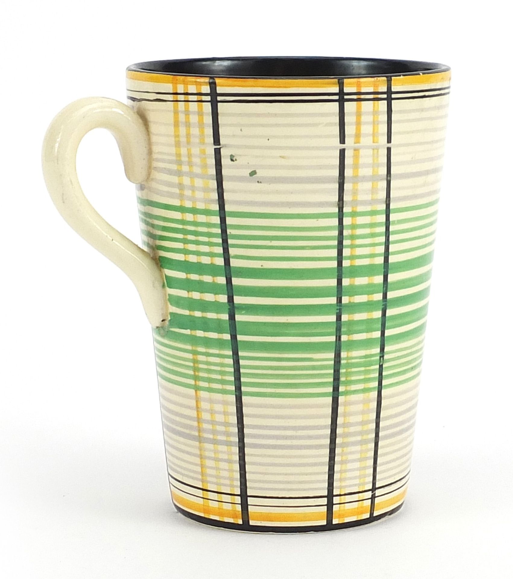Clarice Cliff, Art Deco Bizarre cup hand painted with lines, 11cm high - Image 2 of 3