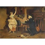 D Bateman 1897 - Two figures wearing Georgian dress in an interior, late 19th century oil on canvas,