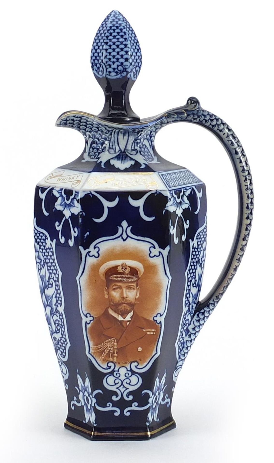 James Watson & Co jug and stopper commemorating King George V, Herbert Asquith, 28cm high - Image 2 of 4