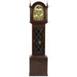 Fenclocks Suffolk oak long case clock with moon phase dial, 188cm high