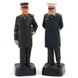 Two German hand painted terracotta figures of Kaiser Wilhelm I and Kaiser Wilhelm II in mil