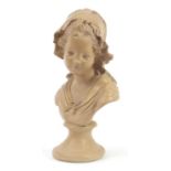 Decorative terracotta style bust of an Italian girl, 44.5cm high
