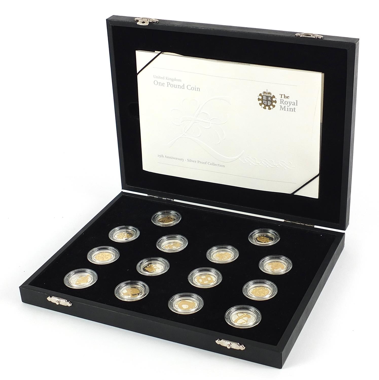 United Kingdom one pound coin 25th Anniversary Silver Proof Collection arranged in a fitted case - Bild 2 aus 4