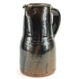 Mike Dodd, large studio pottery jug with Temmoku glaze, 28.5cm high