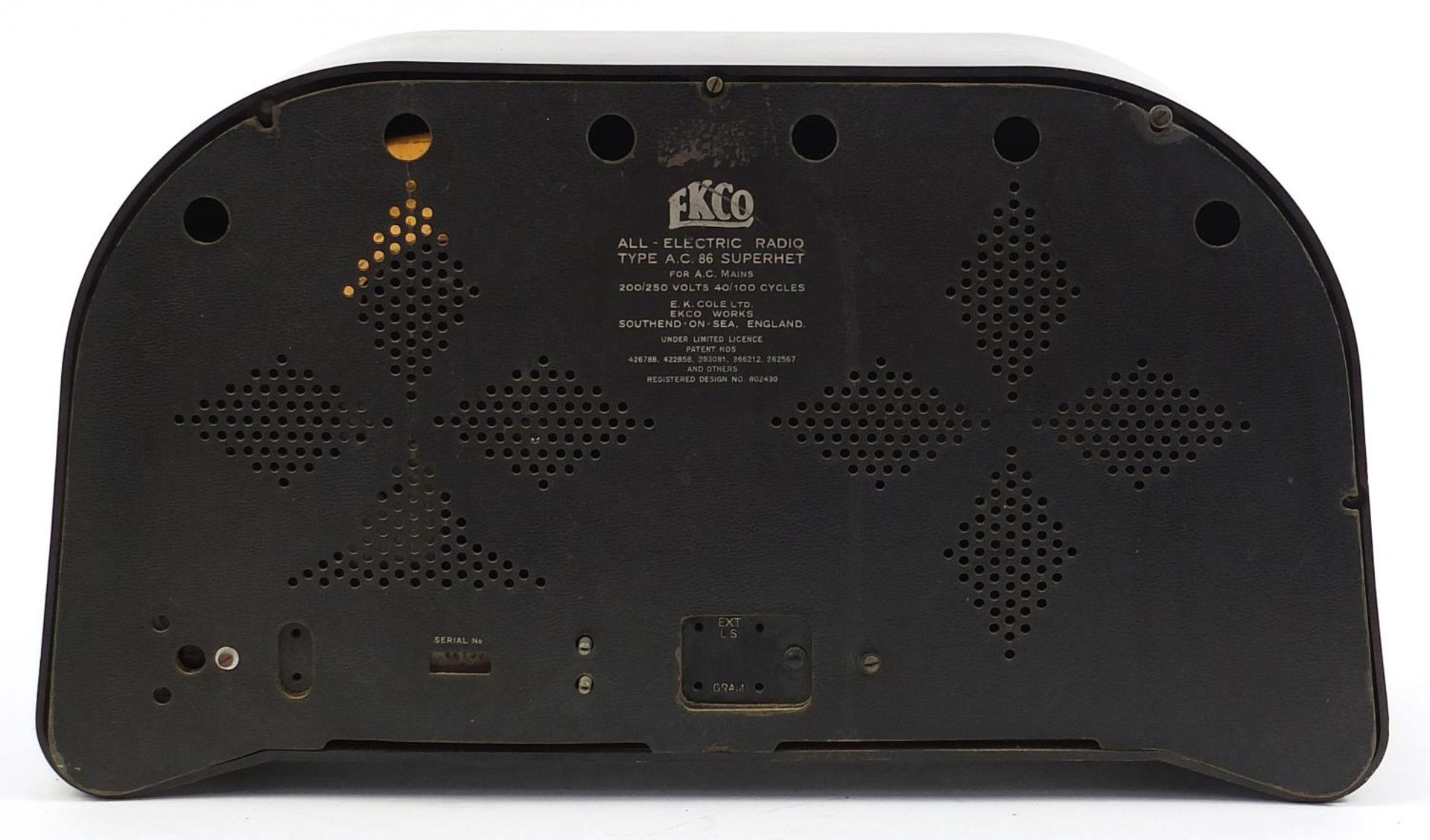 Ekco, Art Deco Bakelite radio type AC86 Superhet, 54cm wide - Image 2 of 3