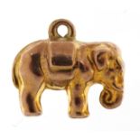 9ct gold elephant charm, 1.4cm wide, 0.7g