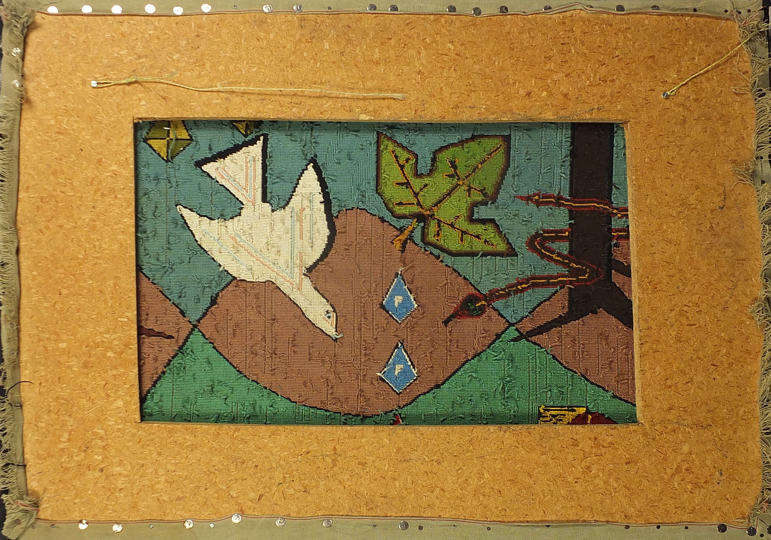 Surreal composition with birds, wool work tapestry, 100cm x 75cm - Bild 2 aus 2