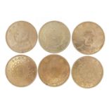 Six Chinese silver coloured metal coins, 173g