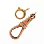 9ct gold jewellery clasps including a rose gold example, the largest 2.0cm in length, 2.0g