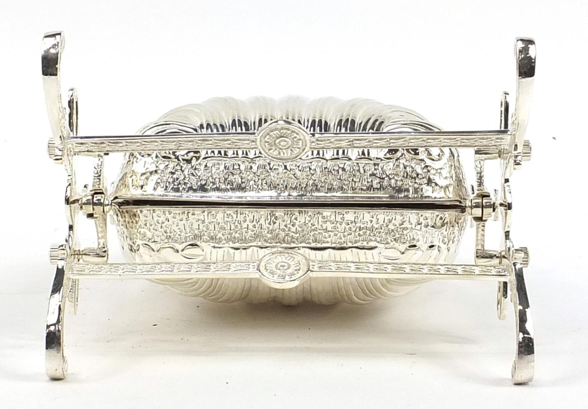 Victorian style silver plated shell shaped biscuit box, 27cm high - Image 5 of 5