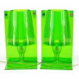 Ferruccio Laviani for Kartell, Pair of Take green Perspex table lamps, 30cm high