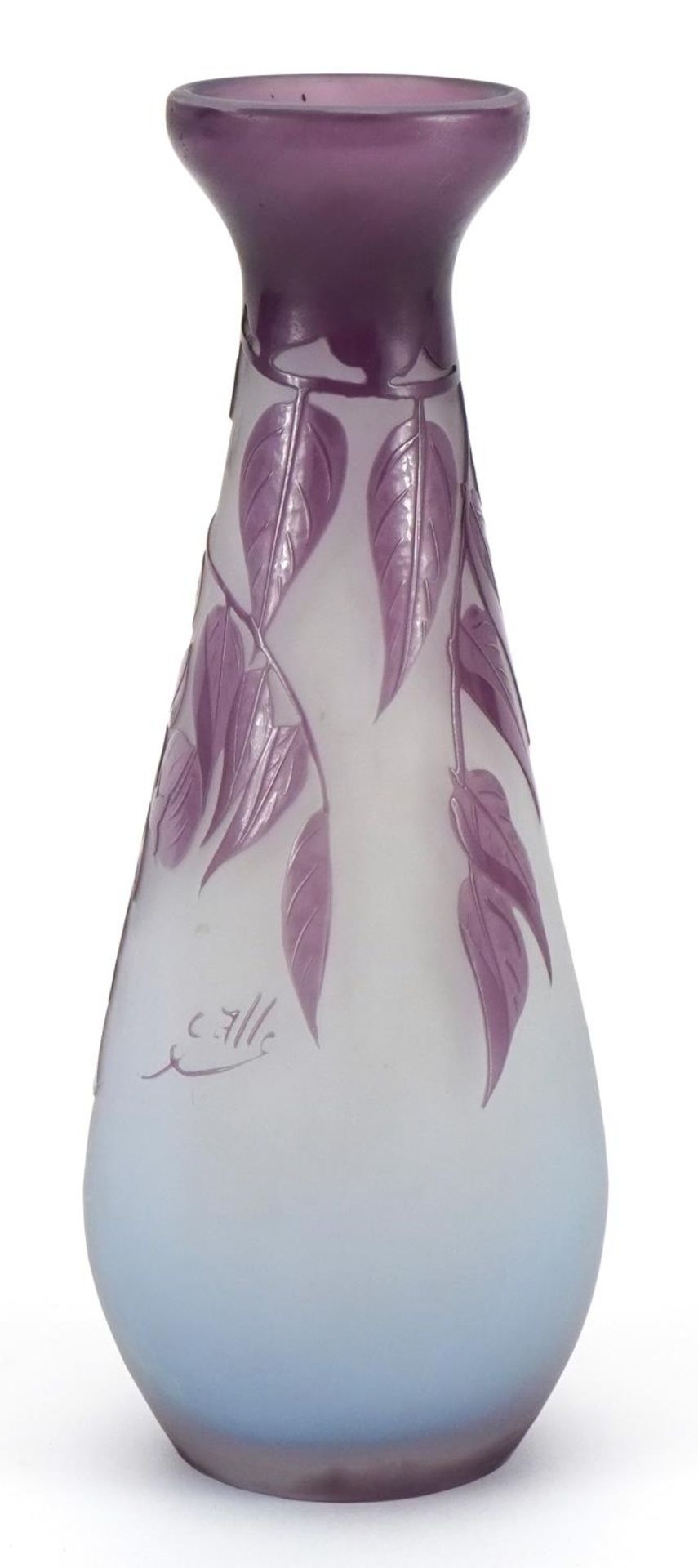 Emile Galle, early 20th century French cameo glass vase decorated with fuchsias, 20.5cm high - Image 2 of 4