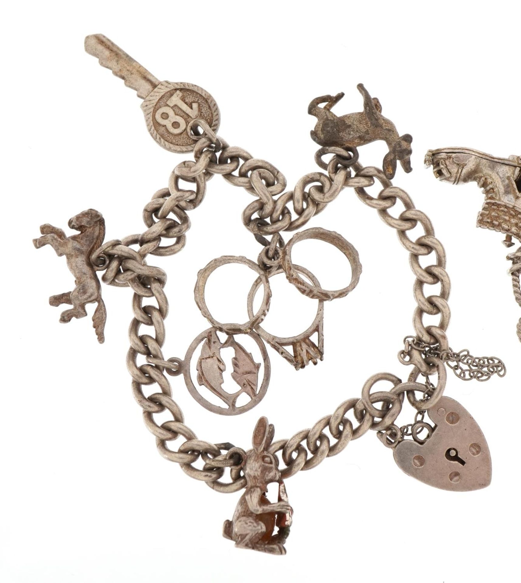 Two silver charm bracelets with a selection of mostly silver charms including horsehead, carriage - Image 2 of 4