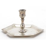 Victorian silver candlestick with hexagonal base, indistinct maker's mark London 1899, 5.5cm in