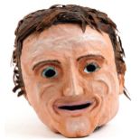 Large hand made papier mache head of a man, 43cm high