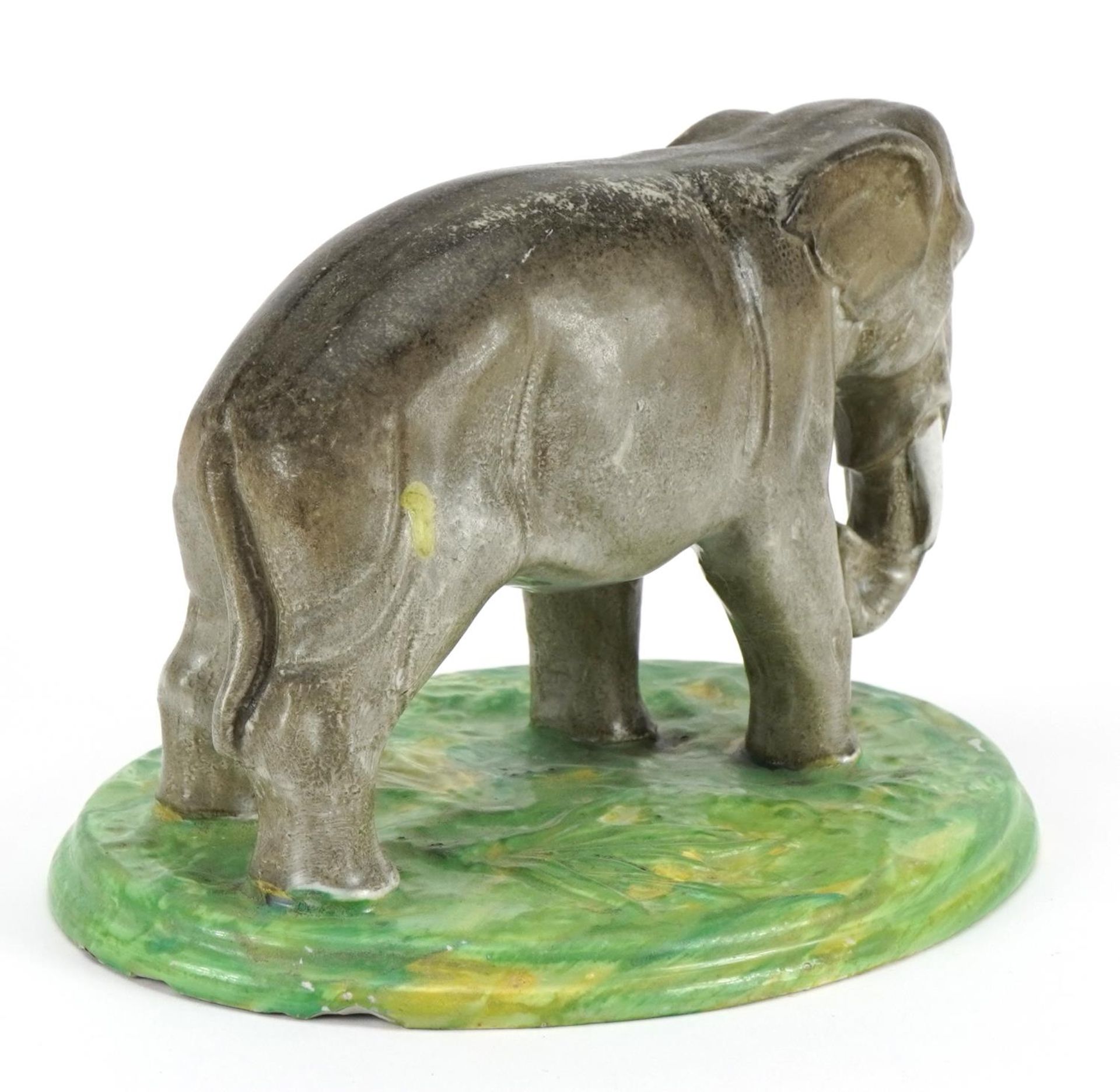 19th century pearlware model of an elephant, 21cm in length - Image 2 of 3