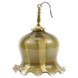 David Hunt frilled glass light pendant with brass mount, overall 45cm high