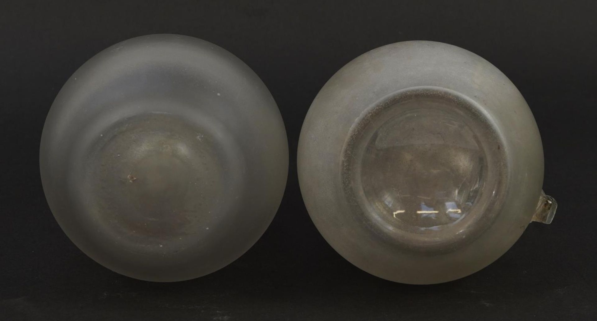 Two Victorian frosted and clear glass carafes, one etched White Port 1861, the largest 27.5cm high - Image 3 of 3