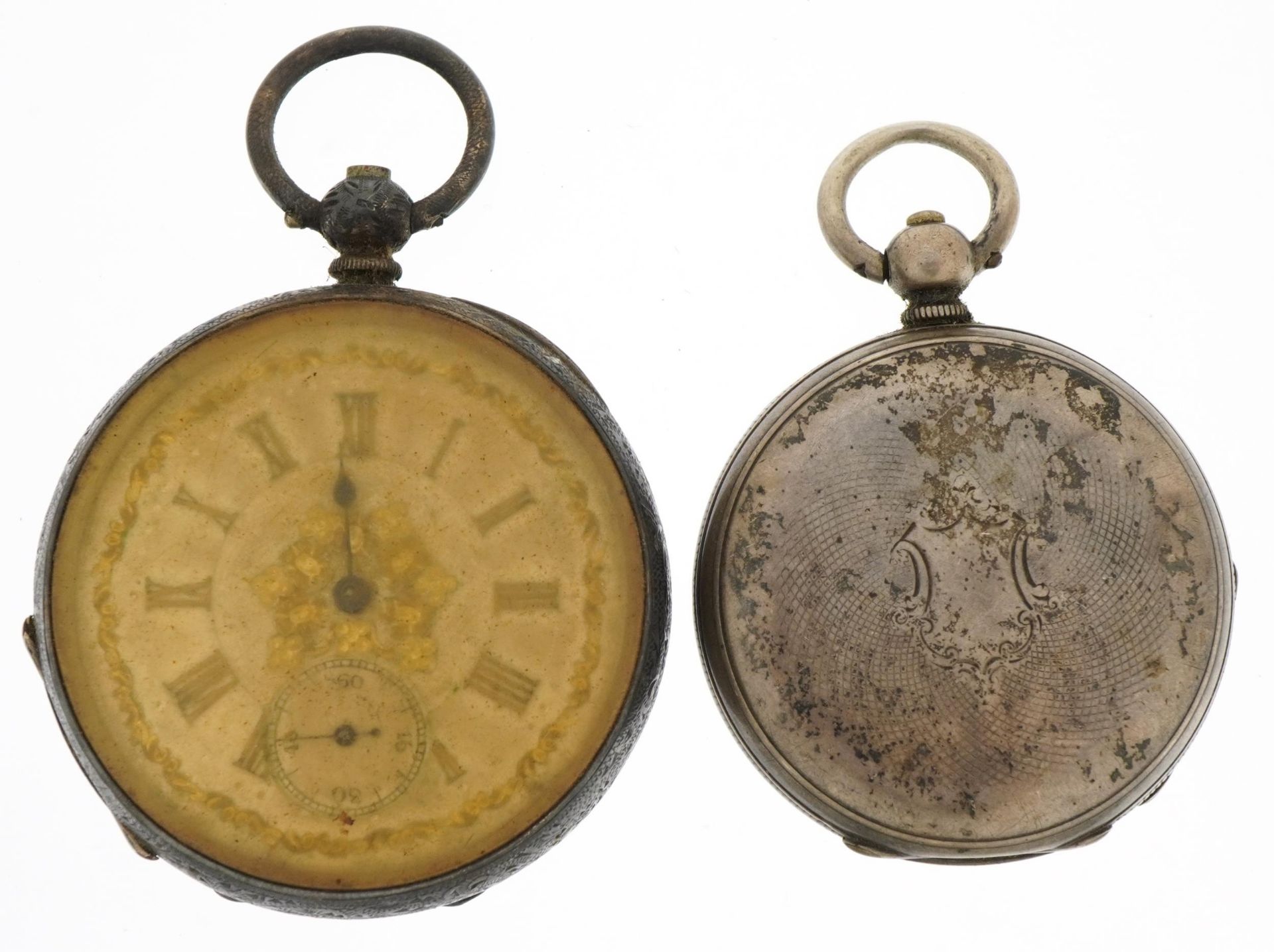 Gentlemen's silver open face pocket watch with silvered dial and silver full hunter pocket watch, - Image 2 of 5