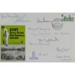 Kent County Cricket Club Centenary stamp cover with autographs including Derek Underwood, Alan Knott