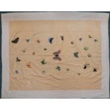 American cotton patchwork quilt decorated with butterflies, 193cm x 150cm