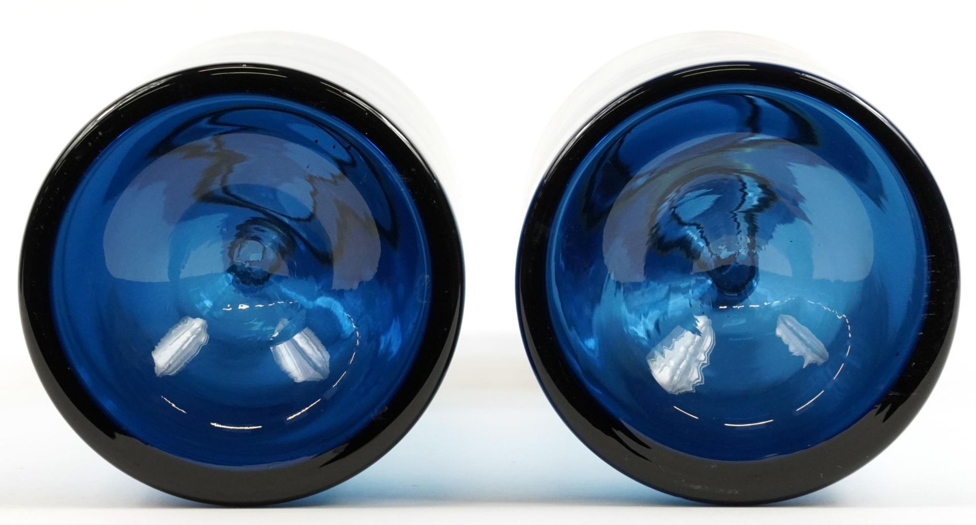 Pair of oversized blue glass display scent bottles with stoppers in the style of Holmegaard, each - Image 3 of 3