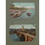 Album of London postcards, approximately fifty