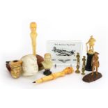 Military and political interest collectables including Meerschaum style pipe bowl in the form of a