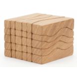 Brian Willsher, Modernist carved wood thirty section puzzle block, overall 5.5cm H x 7cm W x 7cm D