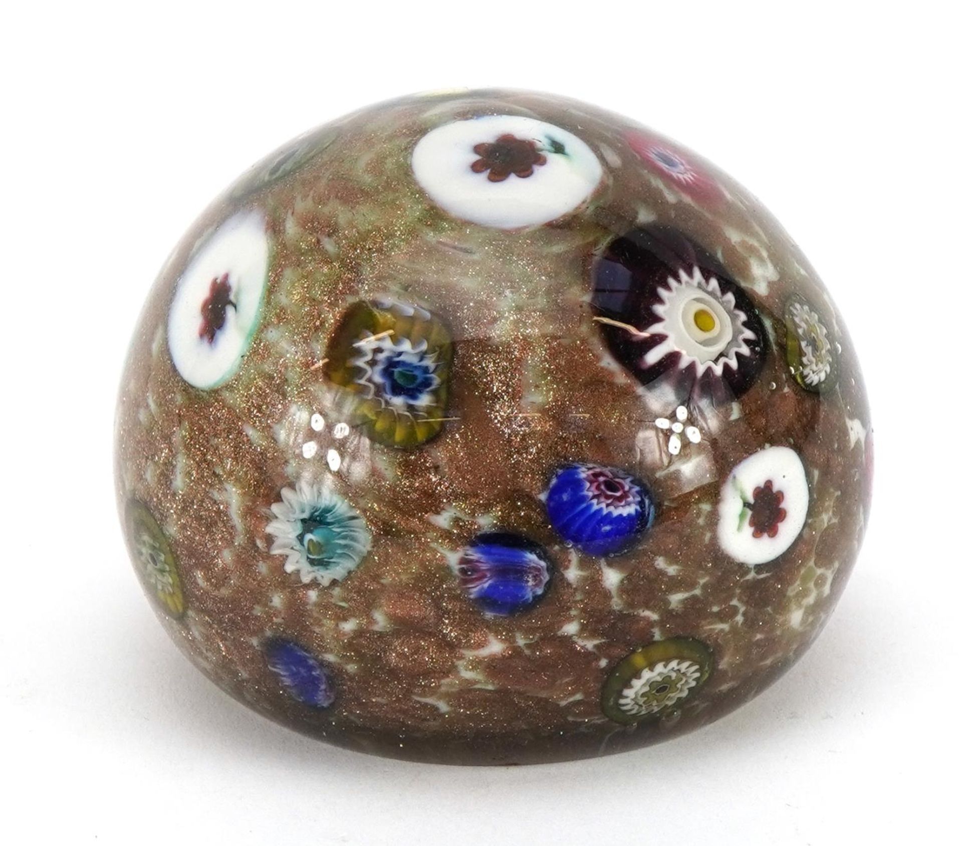 Venetian millefiori glass paperweight with flower canes, approximately 7.5cm in diameter - Image 2 of 4