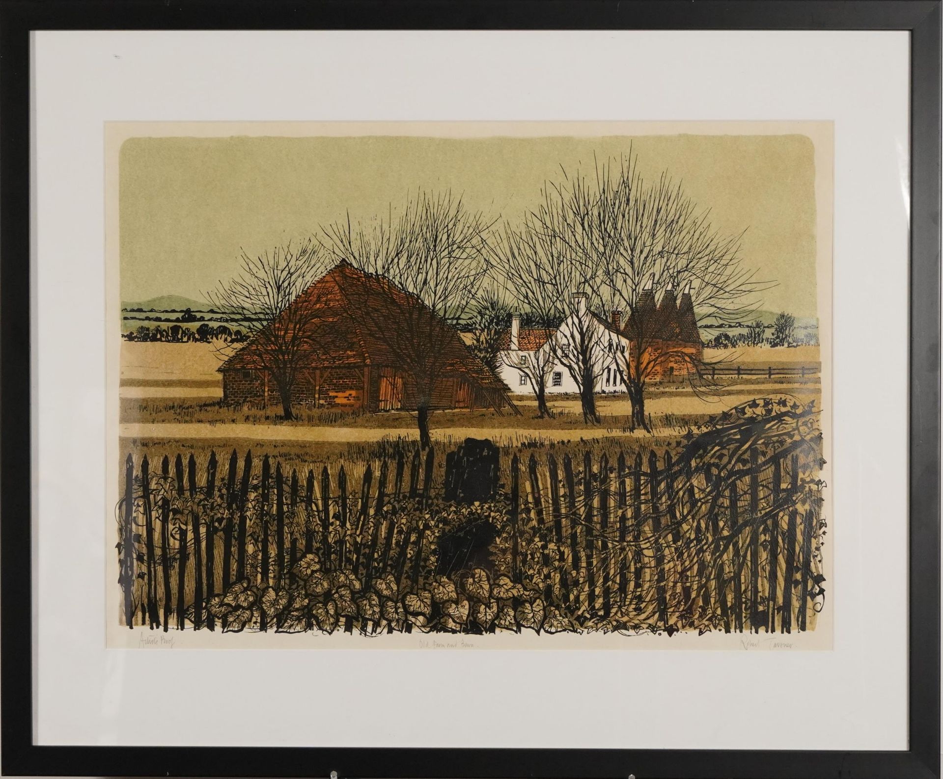 Robert Tavener - Old Farm and Barn, pencil signed artist's proof print in colour, mounted, framed - Image 2 of 5