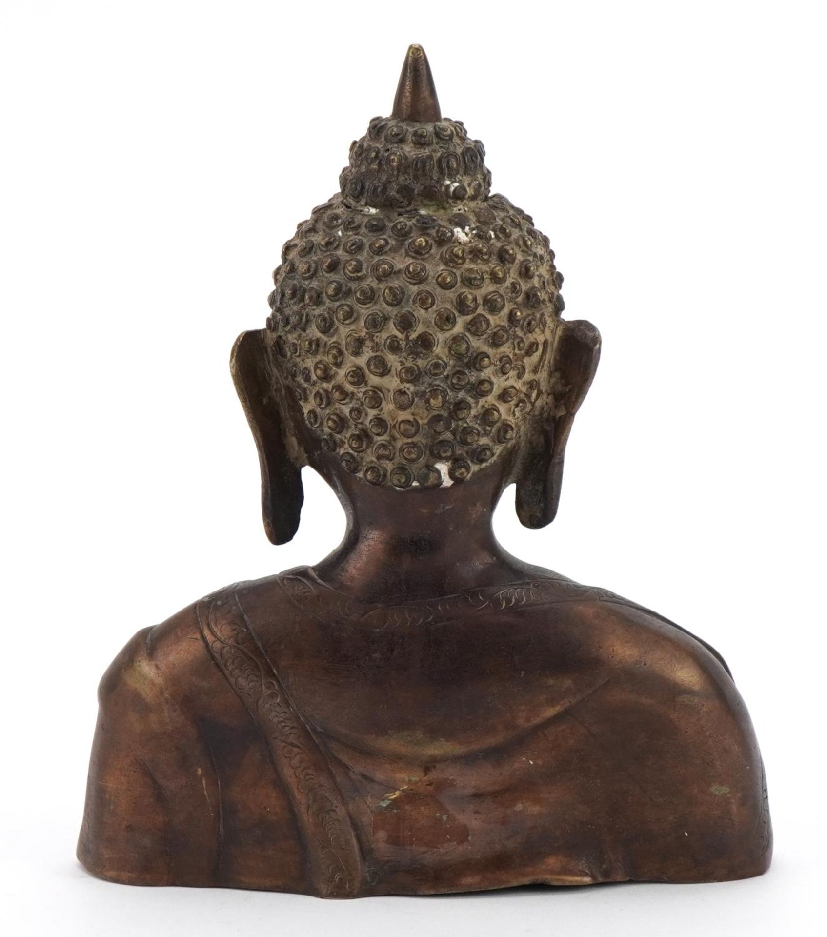 Chino Tibetan patinated bronze bust of Buddha, 21cm high - Bild 2 aus 3