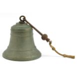 Gillett & Johnston of Croydon, Heavy cast bronze ship's bell with hanger, dated 1925, the bell
