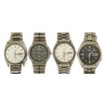 Seiko, four vintage and later gentlemen's Seiko wristwatches with day date dials including Seiko