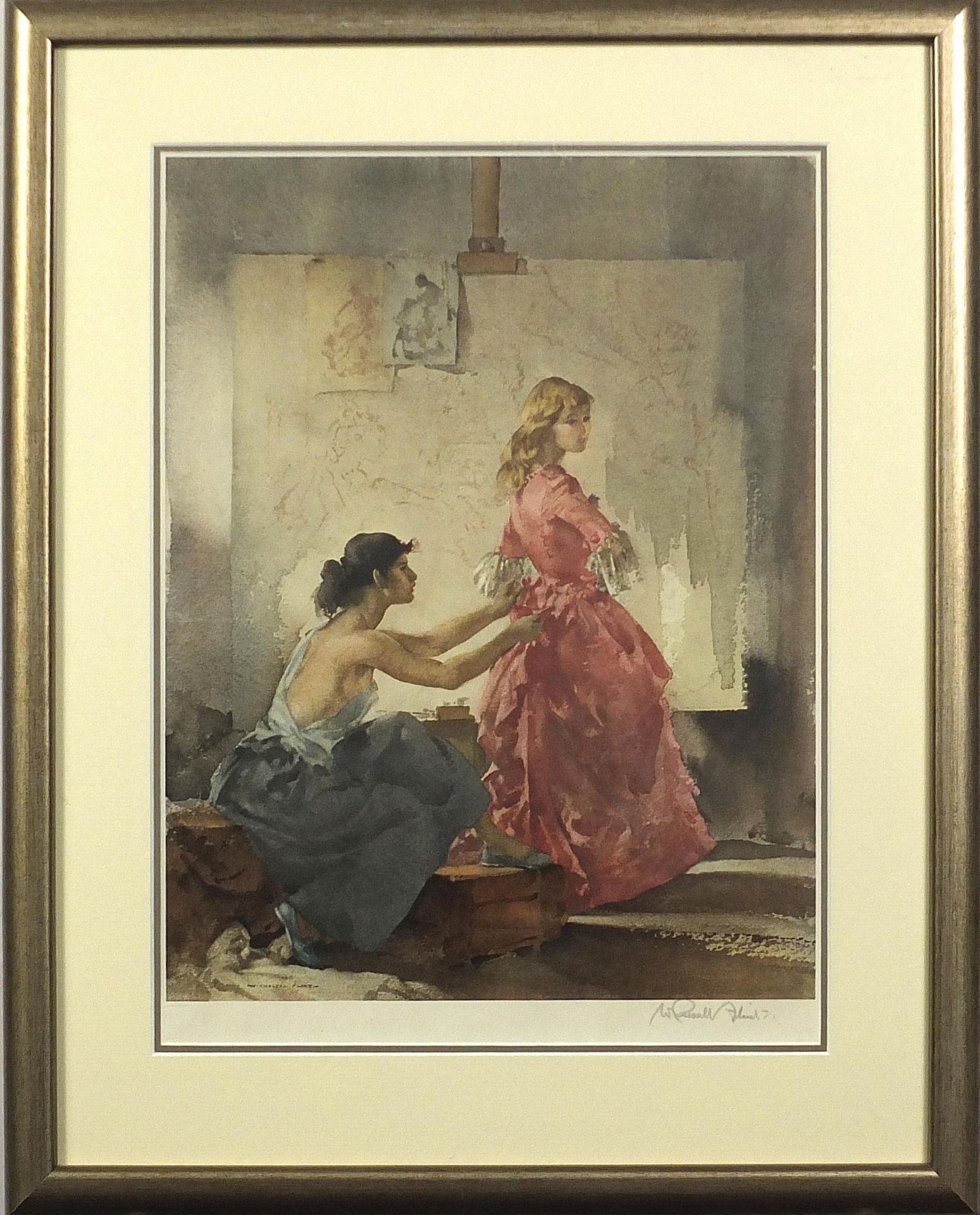 William Russell Flint - Two females before sketches, pencil signed print in colour with blind stamp, - Image 2 of 4