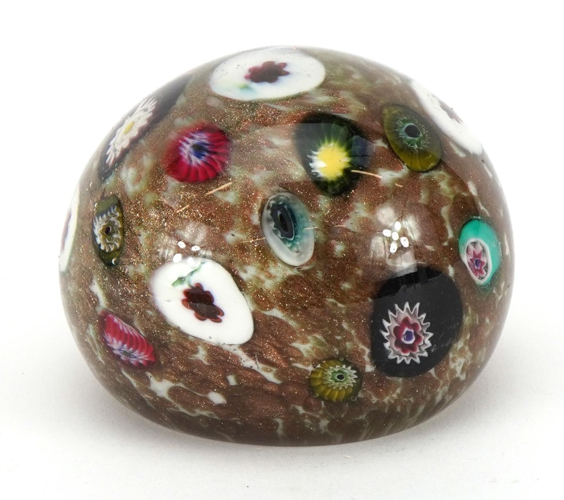 Venetian millefiori glass paperweight with flower canes, approximately 7.5cm in diameter - Image 3 of 4