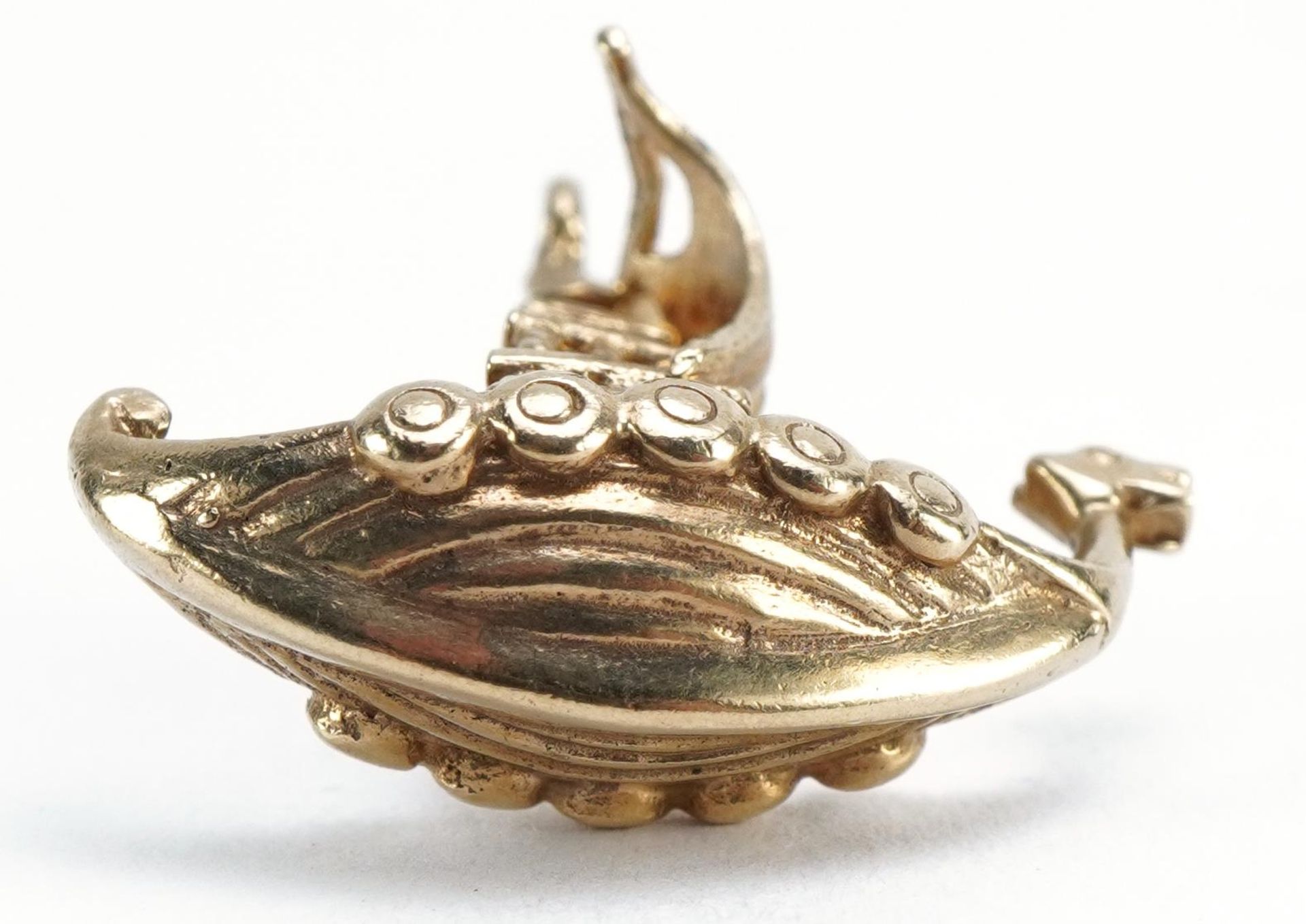 Scandinavian Viking long ship charm, 2.3cm high, 4.0g - Image 3 of 3