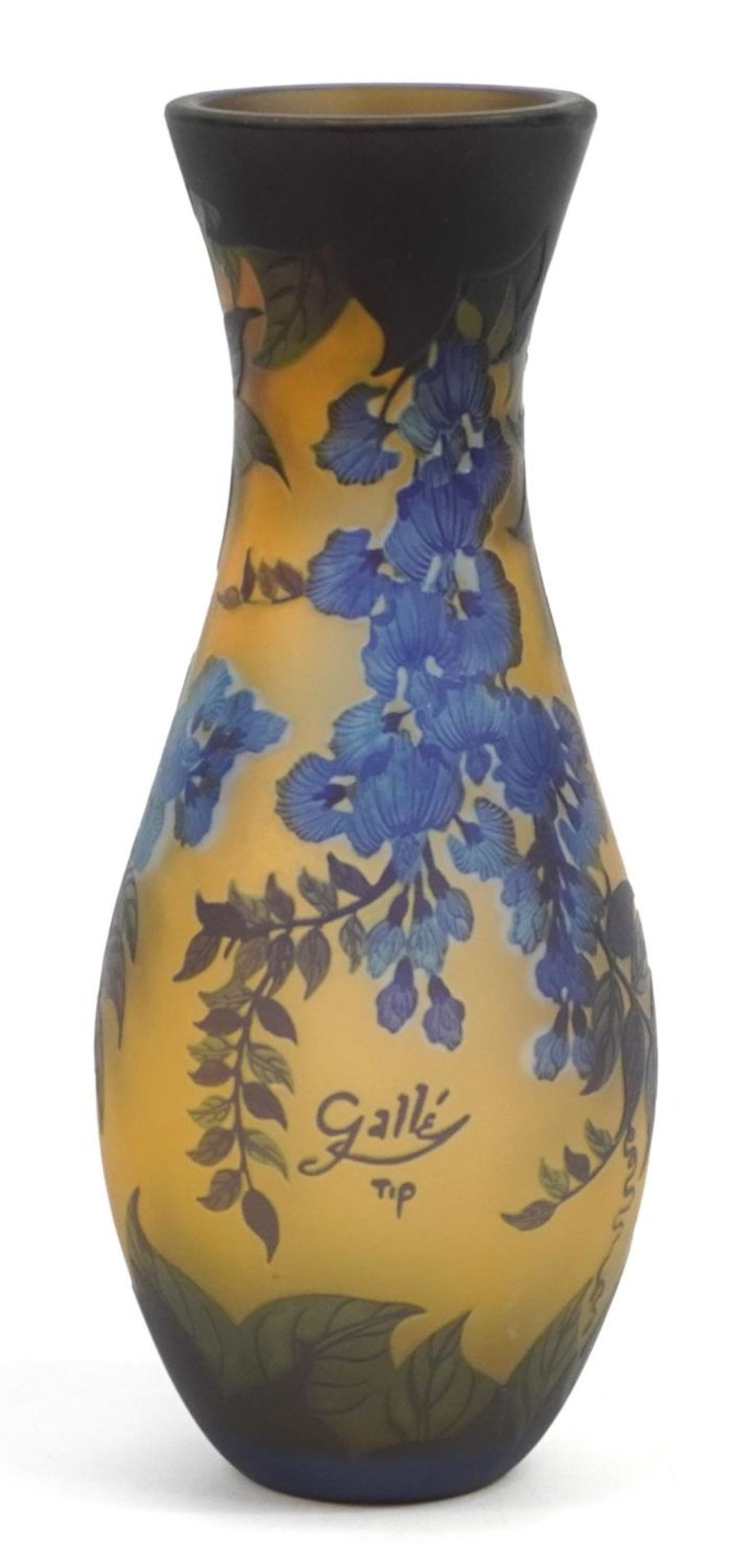 Galle style cameo glass vase decorated with flowers signed Galle Tip, 26.5cm high - Image 2 of 4