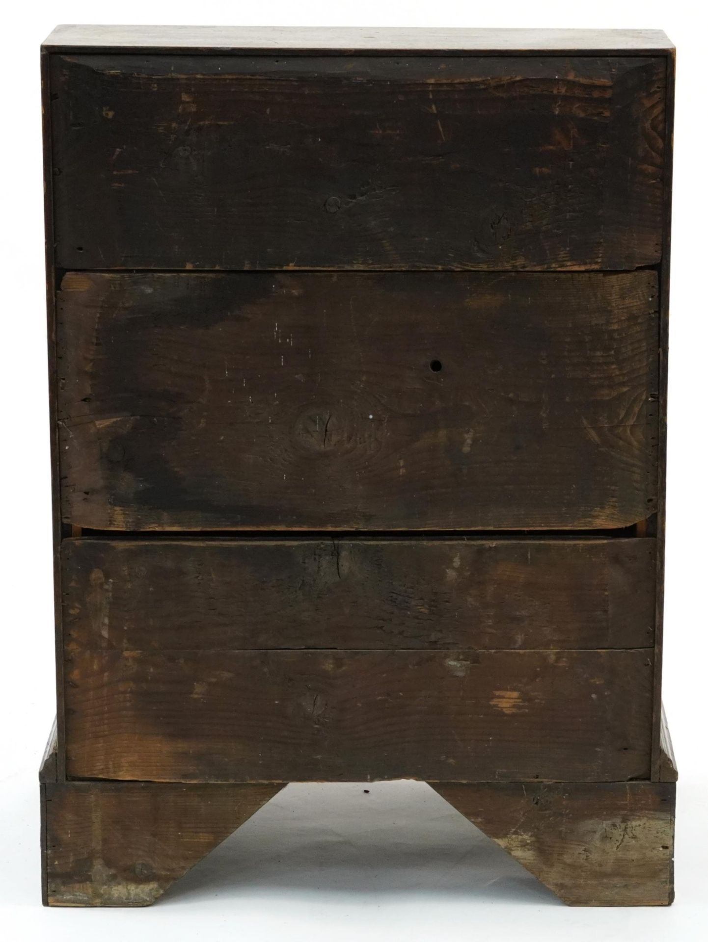 George III oak child's bureau with fitted interior and brass handles, 87cm H x 62cm W x 44cm D - Image 4 of 4