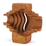 Brian Willsher, Modernist teak abstract carving, indistinctly signed to the base, 18cm high