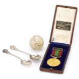 Boxed gilt metal golfing medal for The Clapham Golf Club Farlie housed in a Fattorini & Sons