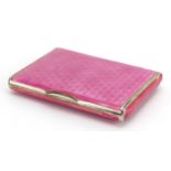 Continental 935 silver gilt and pink guilloche enamel cigarette case, impressed marks to the
