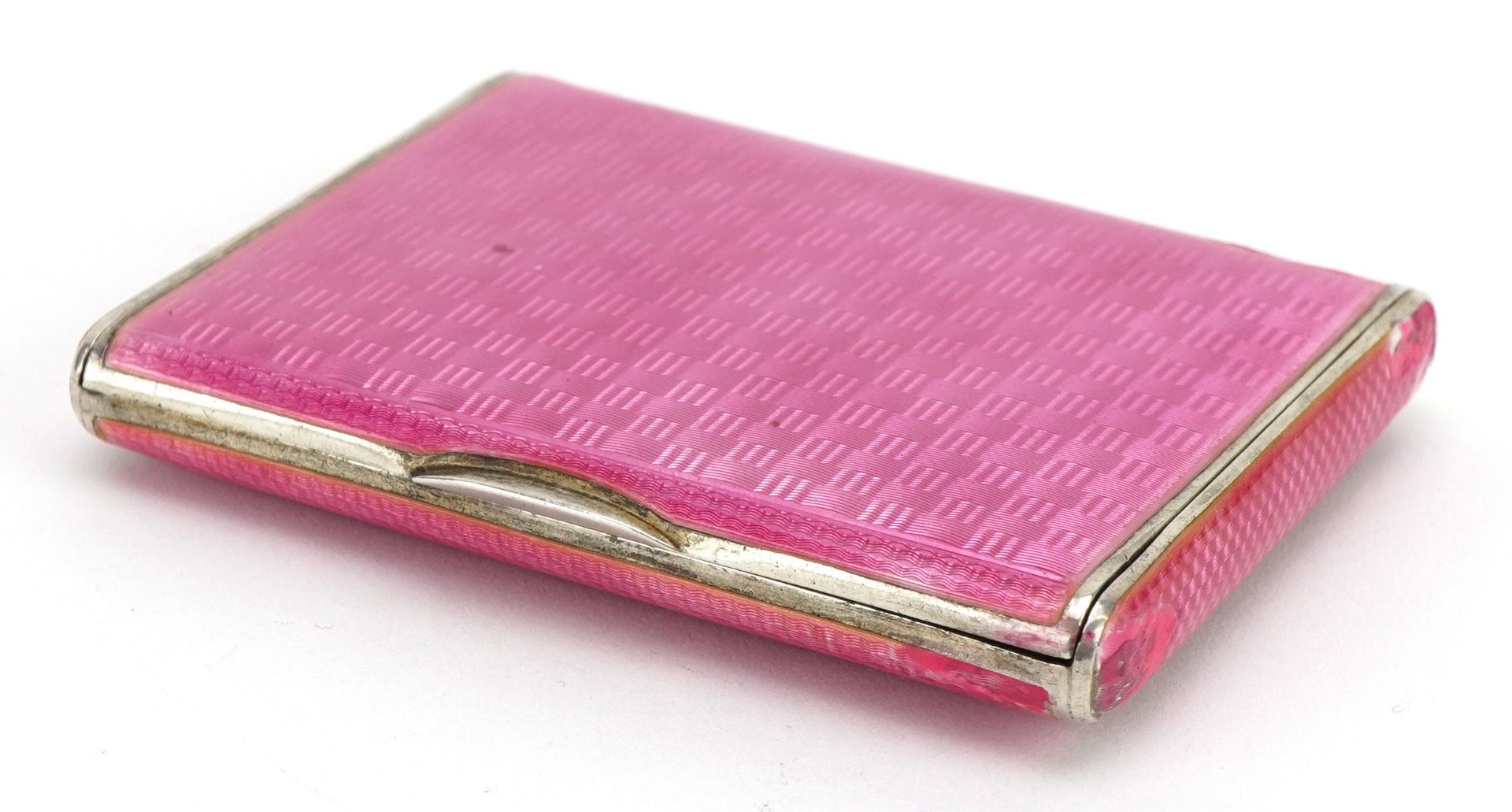 Continental 935 silver gilt and pink guilloche enamel cigarette case, impressed marks to the