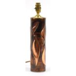 Sam Fanaroff, Arts & Crafts style stylised copper lamp base, impressed SF to the base, 37cm high